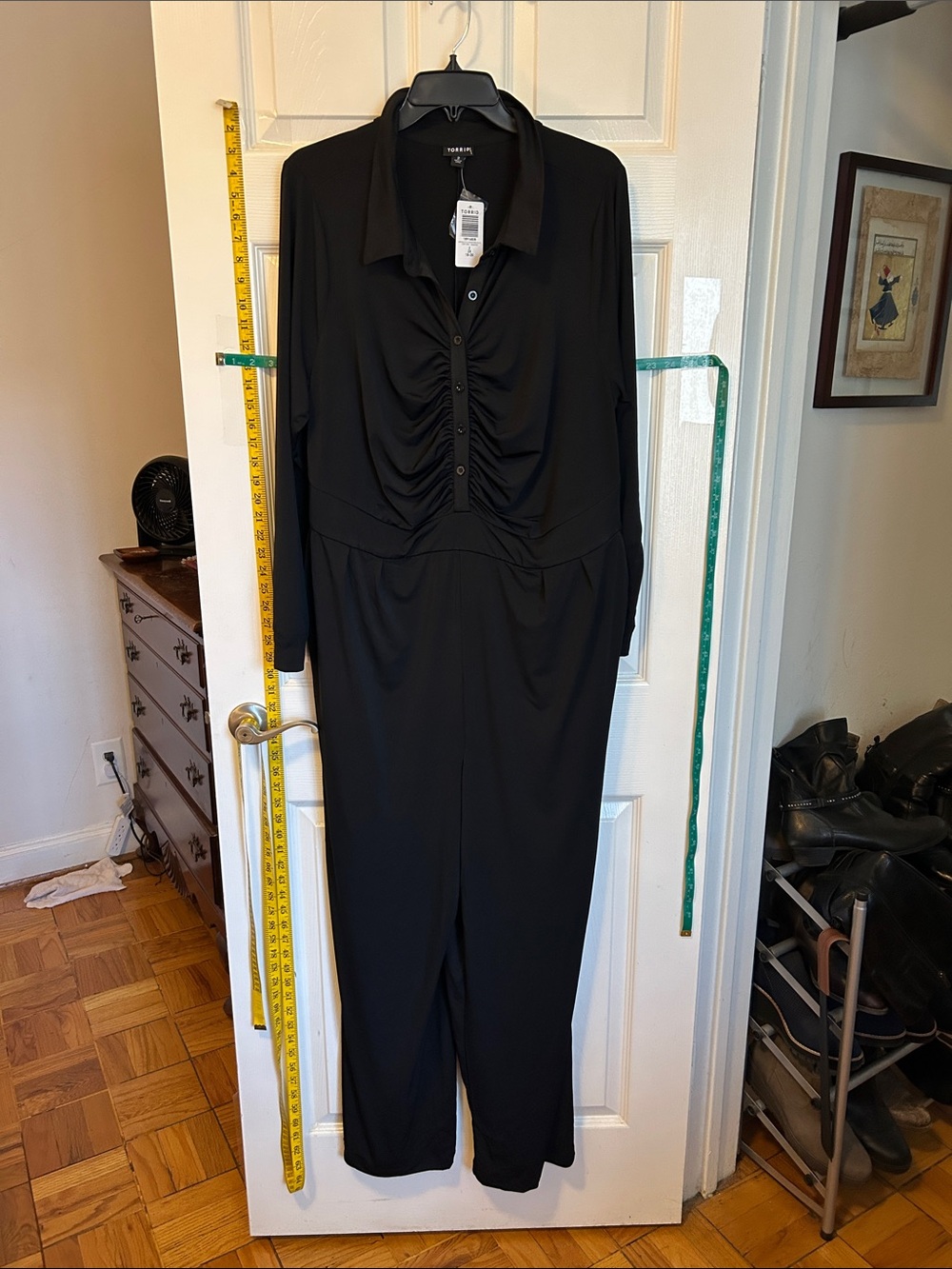Torrid Black Ruched-Front Long Sleeve Jumpsuit NWT